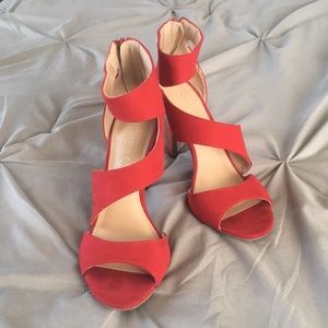 Red strappy heels